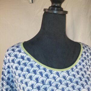 Talbots Woman Blue White Print Long Sleeve Top 2X
